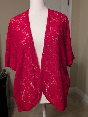 Say Anything Red Floral Lace Kimono Cardigan
